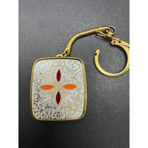 Vintage Clover Music Box Keychain Sankyo Japan Gold Tone Filigree Untested